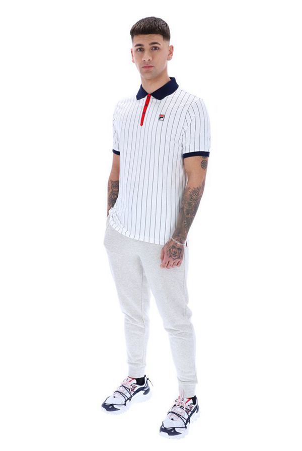 Fila Bb1 Borg Striped Men's Polo Shirts - White,NZ 326-53620